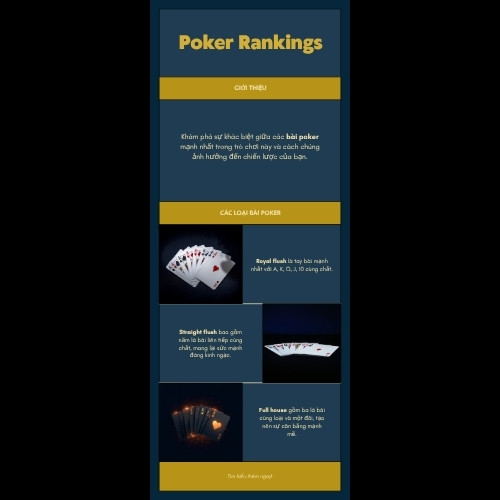 So sánh thứ hạng tay bài Poker Texas Hold'em